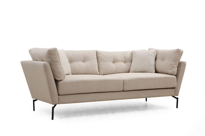 Atelier Del Sofa Sofá de 3 Plazas Crema 214x90x84 cm Tapizado Poliéster Patas Metálicas